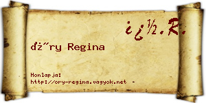 Őry Regina névjegykártya